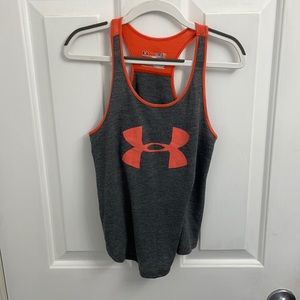 Girls peach and gray under armor tank top